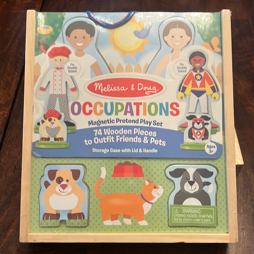 Melissa & Doug Occupations Magnetic Dress-Up Wooden Dolls Pretend Play Set